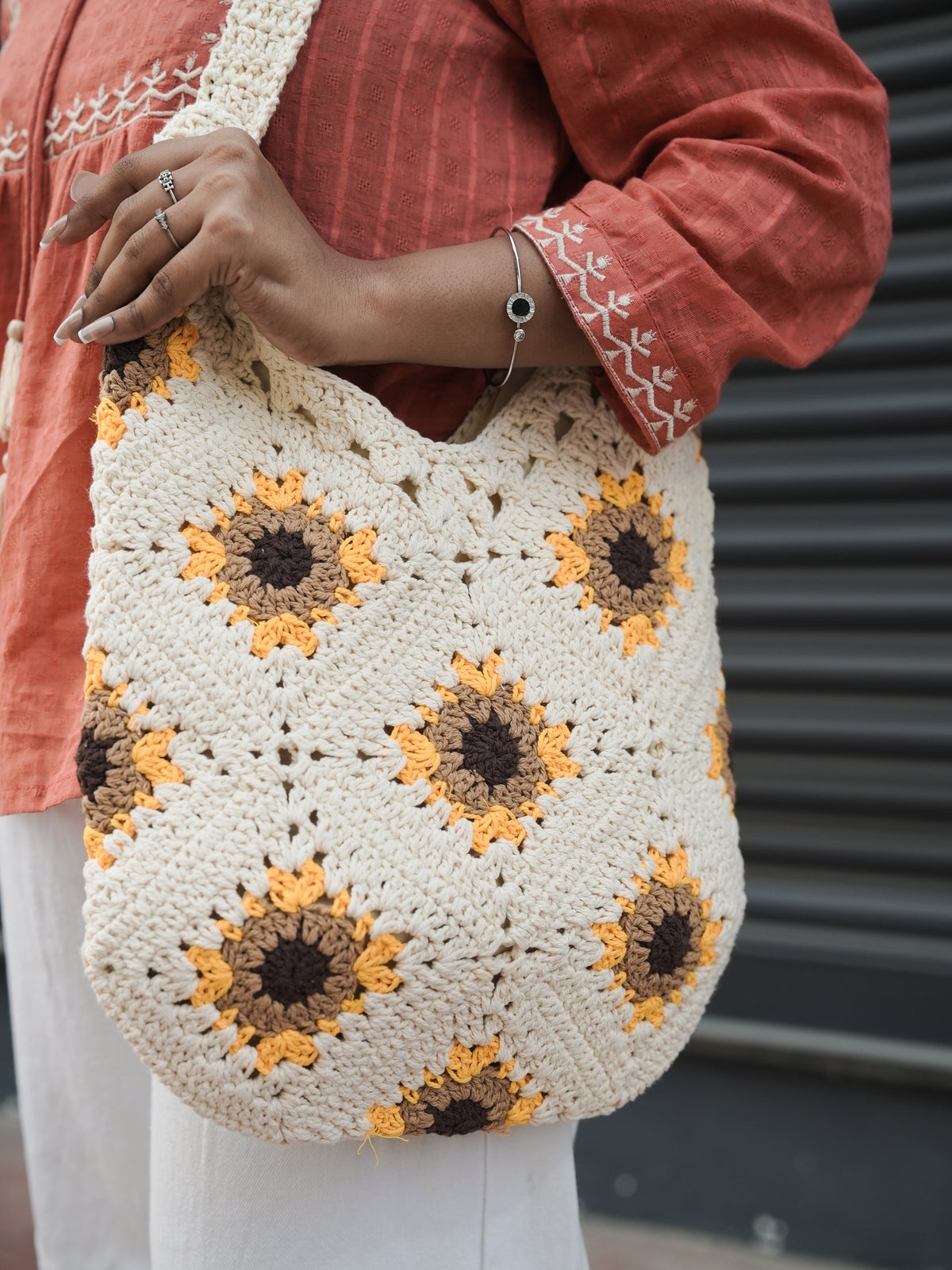 Sunflower Crochet Tote Bag